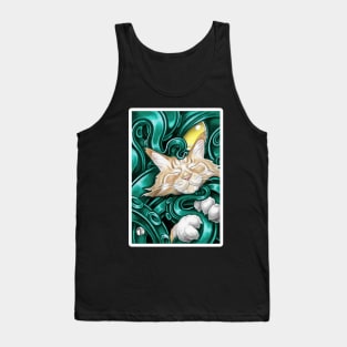 Cthulhu and Ginger Cat Friend - White Outlined Version Tank Top